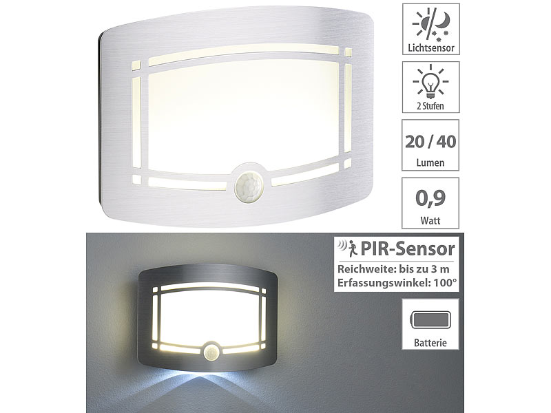 ; LED-Solar-Außenlampen mit PIR-Sensoren (neutralweiß), LED-Lichtleisten mit Bewegungsmelder LED-Solar-Außenlampen mit PIR-Sensoren (neutralweiß), LED-Lichtleisten mit Bewegungsmelder 