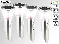 Lunartec Solar-LED-Wandlampe in Edelstahl-Optik mit Bewegungsmelder, 4er-Set; Winter-Deko-Glasflaschen mit LED-Echtwachskerzen Winter-Deko-Glasflaschen mit LED-Echtwachskerzen 