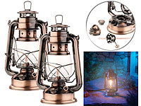 Lunartec 2er-Set nostalgische Petroleum-Sturmlaternen mit Glaskolben; 24 cm; Up/Down-Lampen, LED-Sturmlampen 