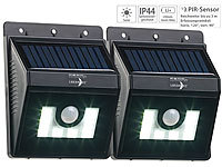 Lunartec 2er-Set Solar-LED-Wandleuchten mit Bewegungsmelder, Dimm-Funktion; LED-Solar-Glasbausteine LED-Solar-Glasbausteine LED-Solar-Glasbausteine LED-Solar-Glasbausteine 