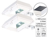 Lunartec 2er-Set 2in1-Solar-LED-Dachrinnen-& Wandleuchten, PIR-Sensor, weiß; LED-Solar-Glasbausteine LED-Solar-Glasbausteine 