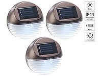Lunartec 3er-Set Solar-LED-Zaunleuchte für Hauswand & Treppe, Lichtsensor, IP44; LED-Solar-Wegeleuchten LED-Solar-Wegeleuchten LED-Solar-Wegeleuchten LED-Solar-Wegeleuchten 