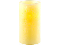Lunartec Flackernde LED-Kerze aus echtem Wachs mit Blumenmotiv; Akku-LED-Teelicht-Sets mit Ladestation Akku-LED-Teelicht-Sets mit Ladestation 