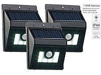 Lunartec 3er-Set Solar-LED-Wandleuchten mit Bewegungsmelder, Dimm-Funktion; LED-Solar-Glasbausteine LED-Solar-Glasbausteine LED-Solar-Glasbausteine LED-Solar-Glasbausteine 