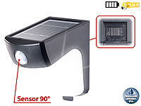 Lunartec Solar-LED-Wandleuchte, PIR-Sensor, 4 LEDs, 220 lm, 2 W, IP44, schwarz; Winter-Deko-Glasflaschen mit LED-Echtwachskerzen Winter-Deko-Glasflaschen mit LED-Echtwachskerzen 