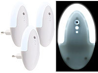 Lunartec 3er-Set LED-Steckdosen-Nachtlichter mit Dämmerungs-Sensor, 6 lm, weiß; LED-Solar-Lichterketten (warmweiß) LED-Solar-Lichterketten (warmweiß) 