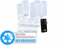 Lunartec 6er-Set Akku-LED-Teelichter mit Ladestation, Versandrückläufer; Winter-Deko-Glasflaschen mit LED-Echtwachskerzen Winter-Deko-Glasflaschen mit LED-Echtwachskerzen 