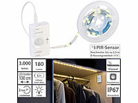 Lunartec Akku-LED-Streifen, 30 warmweiße LEDs, PIR-Sensor, 180 lm, 100 cm, IP65; LED-Lichtbänder LED-Lichtbänder LED-Lichtbänder LED-Lichtbänder 