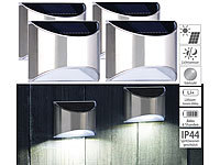 Lunartec 4er-Set Solar-LED-Wandleuchte mit Lichtsensor, Edelstahl, 20 lm, IP44; LED-Solar-Wegeleuchten LED-Solar-Wegeleuchten LED-Solar-Wegeleuchten LED-Solar-Wegeleuchten 