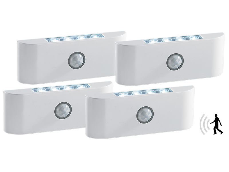 Lunartec LED-Schrank und Unterbauleuchte mit PIR-Sensor, 4er-Set