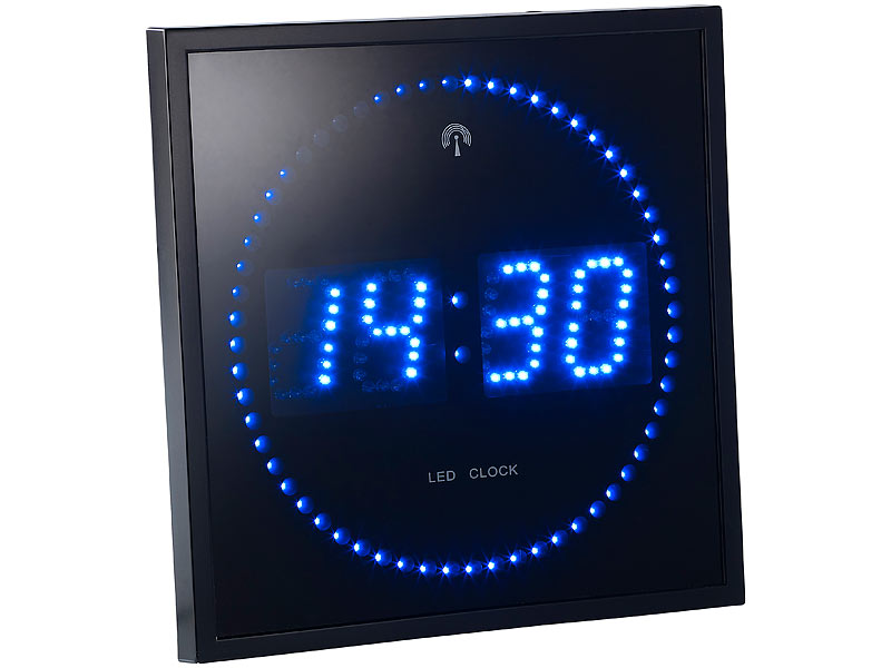 3D LED-Uhr blau, Digitale LED Standuhr & Wanduhr I USB betriebene Uhr mit  12 / 24 Stunden-Anzeige