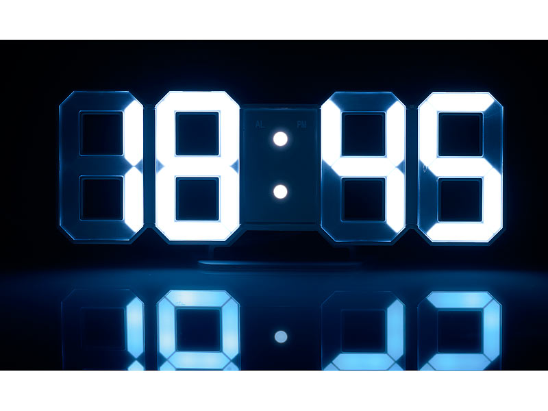 Multifunktionale LED-Uhr mit dimmbarer Uhrzeit-Anzeige, Temperaturanzeige,  Weckfunktion und Datumsanzeige! I LED-Fashion Berlin