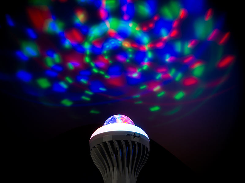 Lunartec Rotierende Disco-LED-Lampe, Galaxie-Effekt, Weißlichtmodus, E27, 5  W
