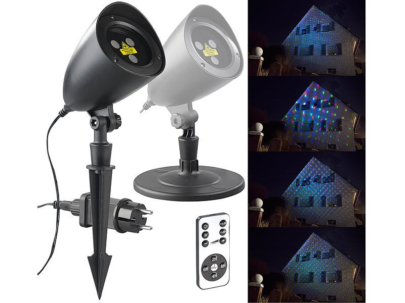 Lunartec RGB-Laserprojektor mit Sternen-Lichteffekt & IP65/IP44 Fernbedienung
