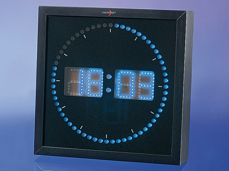 Lunartec Uhr LED: LED-Wanduhr mit Sekunden-Lauflicht durch rote
