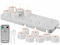 Lunartec aufladbare Teelichter, Teelichtkerzen; Akku-LED-Teelicht-Sets mit Ladestation Akku-LED-Teelicht-Sets mit Ladestation Akku-LED-Teelicht-Sets mit Ladestation