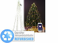 Lunartec WLAN-Tannenbaum-Überwurf-Lichterkette mit App, Versandrückläufer; Kabellose, dimmbare LED-Weihnachtsbaumkerzen mit Fernbedienung und Timer Kabellose, dimmbare LED-Weihnachtsbaumkerzen mit Fernbedienung und Timer Kabellose, dimmbare LED-Weihnachtsbaumkerzen mit Fernbedienung und Timer 