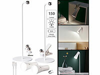 Lunartec 2er-Set 4in1-Akku-Tisch-, Wand-, Klemm und Taschenlampe, 3 Modi, weiß