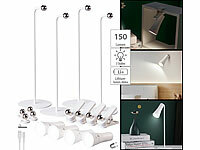 Lunartec 4er-Set 4in1-Akku-Tisch-, Wand-, Klemm und Taschenlampe, 3 Modi, weiß