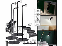 Lunartec 4er-Set 4in1-Akku-Tisch-, Wand-, Klemm & Taschenlampe, 3 Modi,schwarz