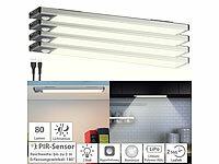Lunartec 4er-Set Akku-LED-Lichtleiste, Licht-&Bewegungssensor, 2 Modi, warmweiß