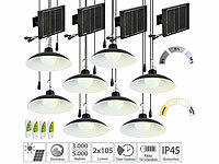 Lunartec 8er-Set Solar-LED-Doppel-Hängelampe, je 105 lm, Akku, Timer