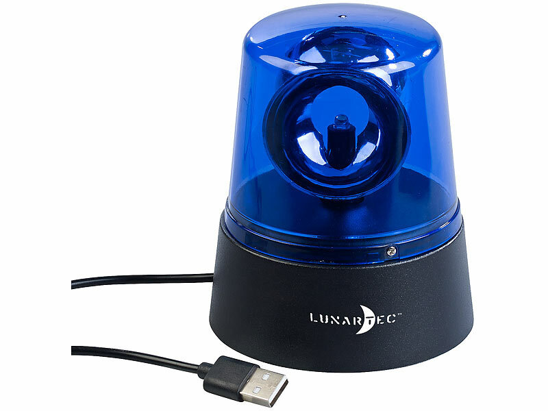 Lunartec LED-360°-Partyleuchte im Blaulichtdesign, Batterie oder